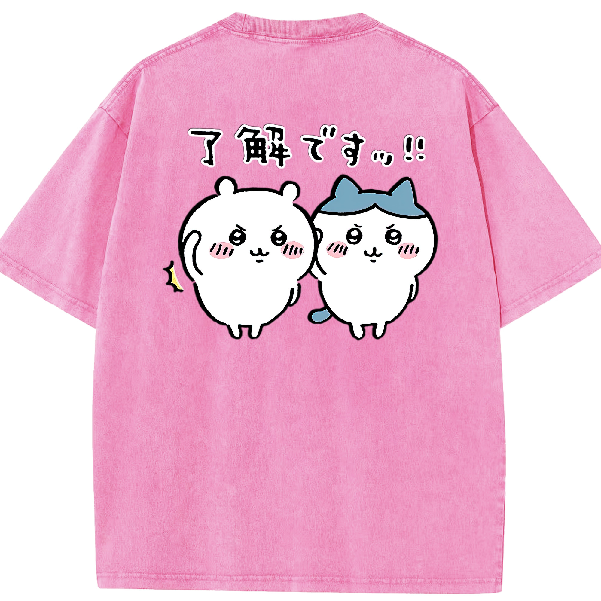 （画像用） ちいかわ ハチワレ Chii-kawa hachiware 綿100% ヴィンテージ風 半袖Tシャツ（背面プリント）